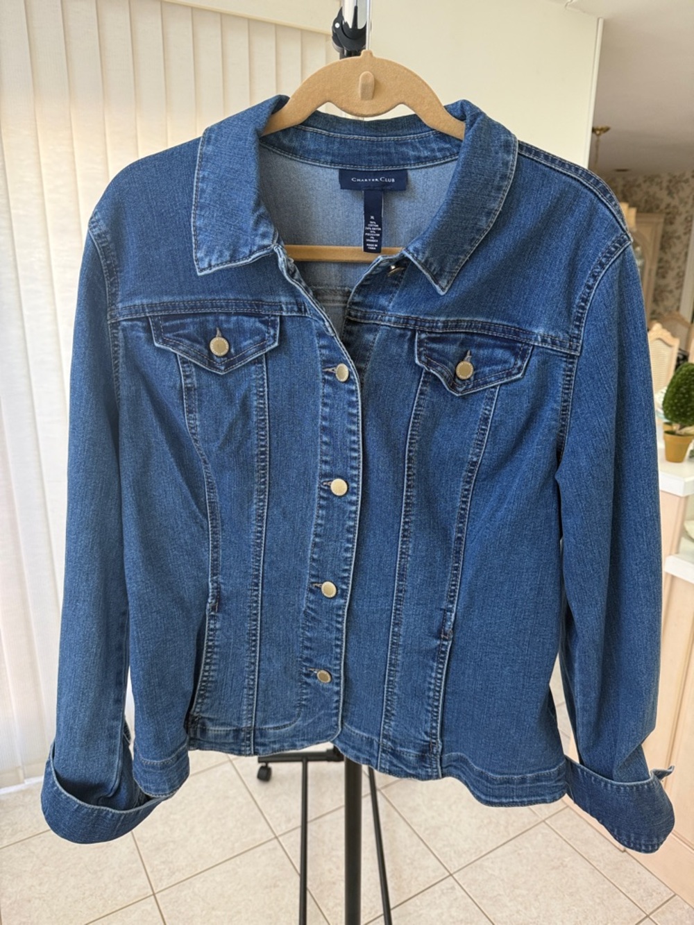 Charter Club Classic Blue Denim Jacket with Button Front